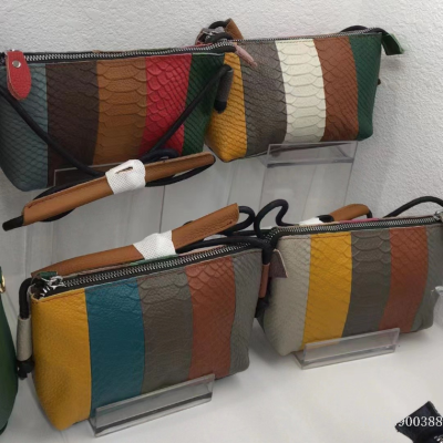 Junshuai Cowhide Crossbody Phone Bag Contrast Color Small Bag