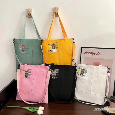 Junshuai Shoulder Bag Crossbody Bag 2 Use Student Tuition Bag Information Bag Canvas