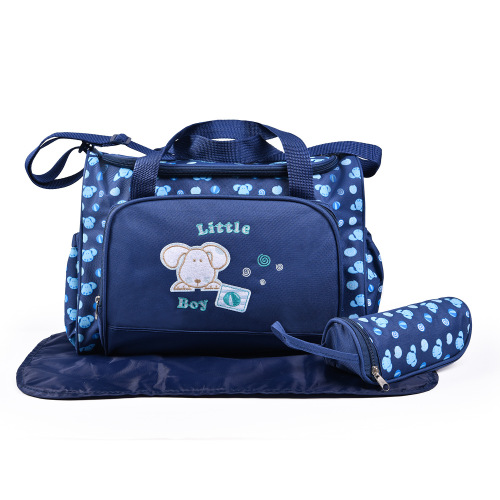 时尚绣花单肩妈咪包三件套包外出旅行多功能大容量斜跨妈妈尿布包