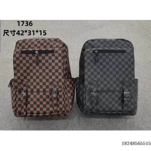 men‘s bag new chessboard plaid backpack schoolbag trendy backpack travel bag fashion