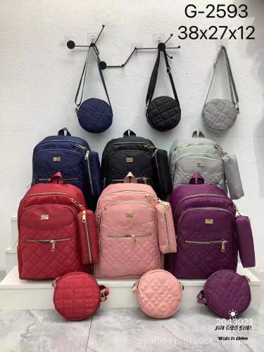 外贸南美牛津布双肩包女新款时尚百搭女士背包笔袋旅行3件套书包