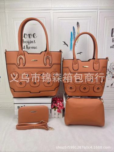 外贸非洲女包包新款时尚子母包3件套压花女包手提包单肩包斜挎包