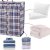 60*60*15cm 90g Blue Single Layer Plastic Gingham Woven Bag Plaid Checkered Buffalo Rectangle Storage Bag Thick Large Moving Bag Long Handles Laundry Tote Bag Packing Cloth Travel Bedding Blanket Bag Carrier for Packing, Moving, Traveling, Camping, Organizing Heavy-Duty Polypropylene Home Supplies