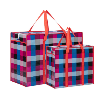 Purple Plaid Moving Boxes Heavy Duty Moving Bags with Strong Zippers and Handles Collapsible Moving Supplies, Storage To