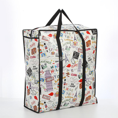 Vertical Non-Woven Bag Plaid Woven Bag Luggage Bag Moving Woven Bag Storage Handbag