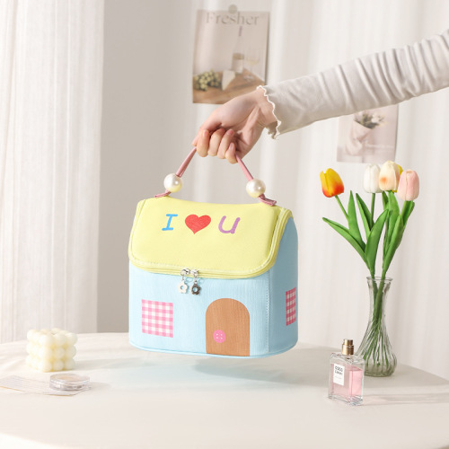 可爱小房子化妆包女便携旅行洗漱包防水化妆品收纳包大容量收纳袋