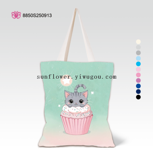 帆布袋 单肩包 卡通动物猫