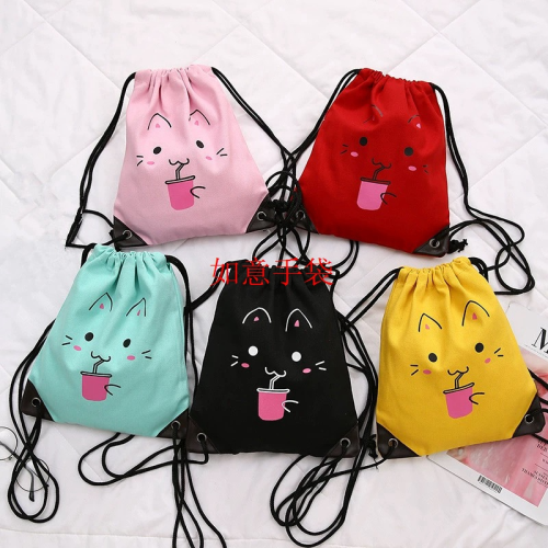 simple drawstring drawstring bag cute expression kindergarten small school bag cram school bag leisure shopping bag backpack