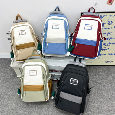 New Contrast Color Backpack Large Capacity Student Backpack Sports Leisure Bag Computer Bag
