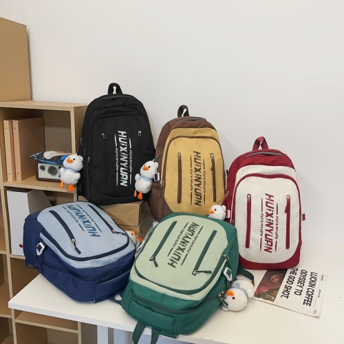 2024新款初中生大容量双肩学生书包女大学生上课包百搭耐磨牛津布