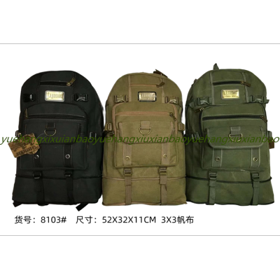 Backpack Canvas Bag Factory Store Spot Customization as Request Outdoor Backpack Large Capacity Double Pull