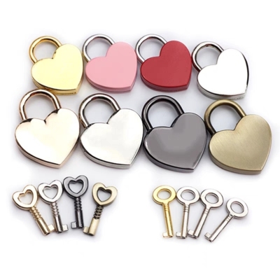 Mini Love Small Padlock Heart-Shaped Box and Bag Hardware Accessories Peach Heart Gold and Silver Color Wedding Accessories Lock Creative Small Gift