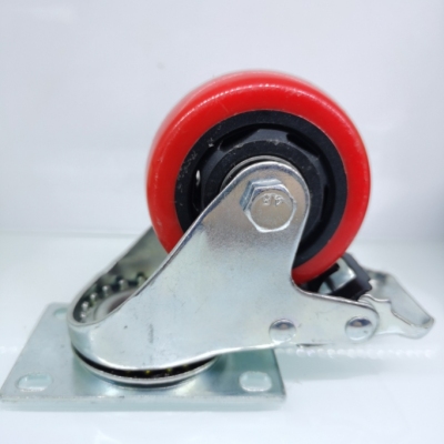 Red movable universal wheel with brake size complete wheel casters durable