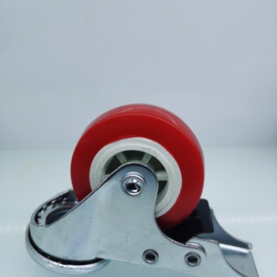 Hole top universal wheel with brake double bearing red wheel dome wheel screw rod wheel detachable