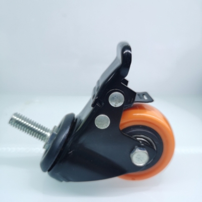 Polyurethane silent wheel screw rod universal wheel with brake medical equipment display shelf furniture sewing machine caster