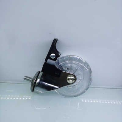 PU screw white crystal transparent brake universal wheel furniture wheel steering small wheel thread brake pulley