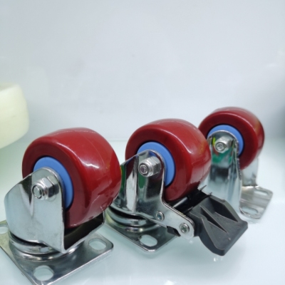 Red fixed pulley universal wheel brake wheel thickening and wear-resistant bearing pressure resistance Dray stroller wheels