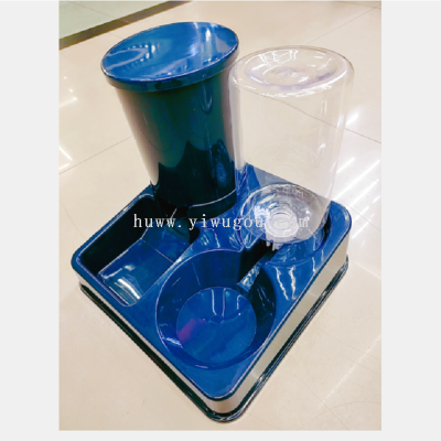 Factory Direct Sales Pet Feeding Bowl Food Bucket Drinking Water Feeding Dual-Purpose Basin (Color Box)