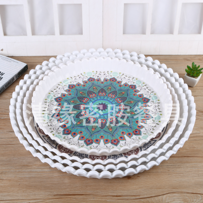European and American Style Printed Pattern European Soup Plate Melamine Melamine Deep Plates Soup Dish Plate Household Multi-Specification Salad Dish