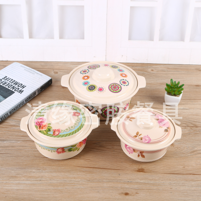 Soup Bowl with Lid Melamine U Are Tureen Melamine Double Ear Tureen round Porcelain-like Double Handle Soup Bowl with Lid