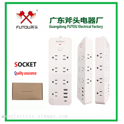 FUTOU Brand Extension Socket Amazon Online Hot Sale US Socket USB Charging Power Strip Customized Extension Cable Socket