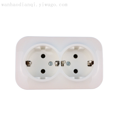 European-Style Extended Conversion Socket One-to-Two Deep Plug-in Home Open-Mounted Grounding Wall Socket