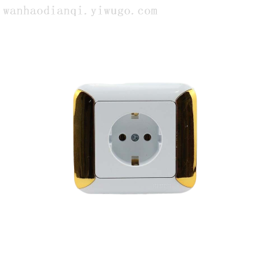 French Deep Plug Double round Hole Design Wall Switch Creative Multi-Functional Socket
