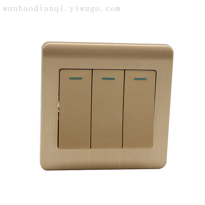 Product Home Decoration Universal Three-Open Single Control Panel Switch Abs Copper Pieces Material Switch Panel