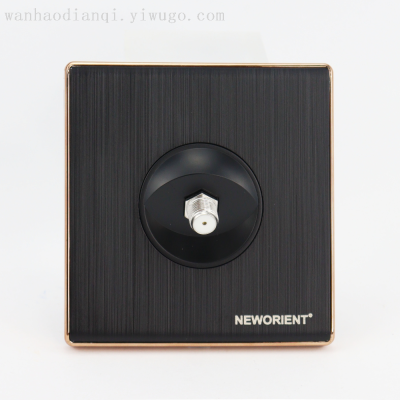 Simple Solid Color Wall Fixed Satellite Socket Light Luxury Golden Frame Design Panel Switch