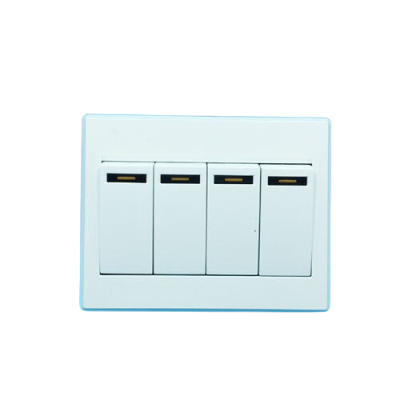 Professional Manufacturing Simple Four-Open Button Panel Plain Copper Pieces Matching Switch