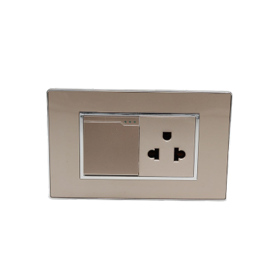 High-Quality Customized Exquisite Silver Frame Single-Open American-Style Three-Plug Socket Switch