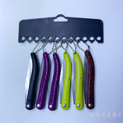 Factory Direct Supply Wholesale Stainless Steel Kitchen Knife Gift Keychain Gift Folding Color Handle Fruit Knife