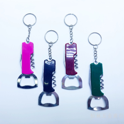 05A Stainless Steel Color Plastic Multi-Functional Three-in-One Knife Can Openers Keychain Wine Beer Bottle Opener