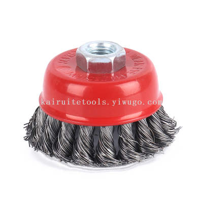 Factory Direct Supply Wire Brush Bowl Brush Twist Grinding Electric Grinding Cleaning Rust Removal Burr Polishing Bowl Type Wire Wheels