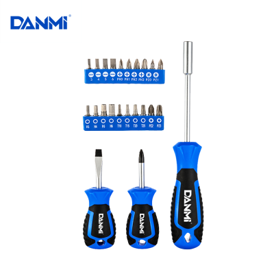 Danmi Hand Tool Strong Magnetic Lengthened Screwdriver Cross and Straight Industrial Grade Screw Bits Set Screwdriver