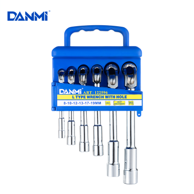 Danmi Hardware Tools Multi-Functional 7-Word L-Shaped Crv Mirror Chrome-Plated Double-Headed L-Shaped Milling Pipe Perforated Hexagonal