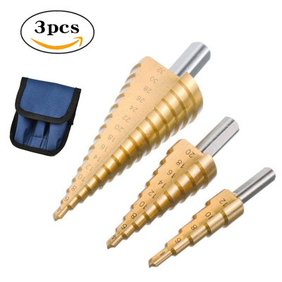 High-Speed Steel Step Drill Electric Drill Straight Groove Punching Reaming Bench Drill Set Triangle Handle Pagoda Drill Bit