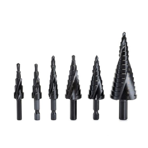跨境六角柄螺旋槽黑色宝塔钻头4-12/4-20/4-32mm阶梯钻宝塔钻扩孔