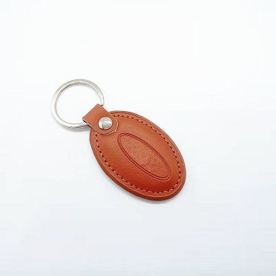 Factory Direct Supply Cowhide Leather Key Chain Pu Leather Embossed Simple Keychain Pendant Can Be Printed Logo