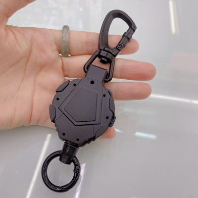 Easy Pull Retractable Buckle Steel Wire Rope High Rebound Retractable Key Ring Bracelet Anti-Lost Anti-Theft Clasp Metal Quick Installation Ring
