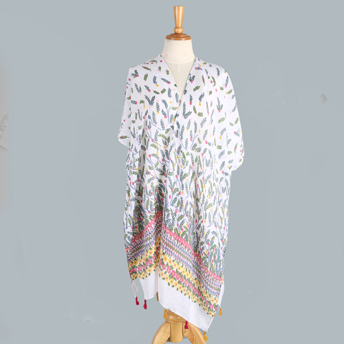 Sunscreen Shawl Cycling Beach Towel Multi-Purpose Diverse Silk Scarf Cotton and Linen Printing UV Protection