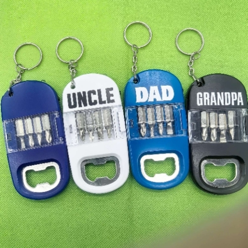 本店供应椭圆形工具套装螺丝批头带开瓶器带灯，可分透明色实色