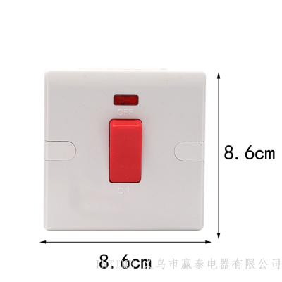 Universal Switch Single Switch Wall Switch with Red Indicator Light White Panel Red Switch