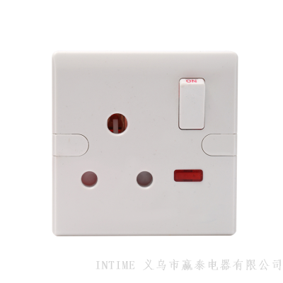 South Africa Socket One Plug One Open Socket with Red Indicator Light White Panel