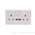 British Socket Wall Socket Three-Plug Two-Position Second Section Socket with Indicator Light White Panel
