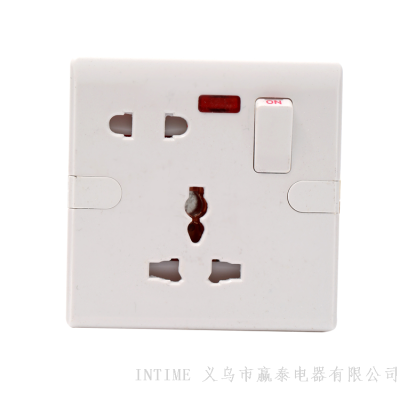 Multi-Functional Socket Three Plug +2-Plug One Open Square Socket with Indicator Light White Socket