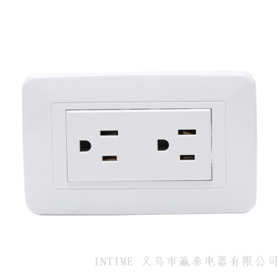American Socket Three-Hole Two-Position Socket White Panel White Socket Installation Socket with the Same Series