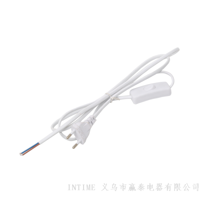 European Standard Male Plug Extension Cable with Switch Two Feet Bare Tail Switching Line