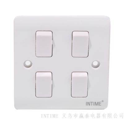 Four-Open Switch Wall Switch Concealed Switch White Square with the Same Series of Other Products