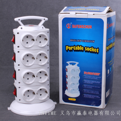 Vertical Socket Multifunctional Tower Socket Stereo Power Strip Porous Household Power Strip Indicator Light with Switch